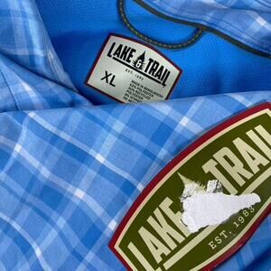 Lake Trail Short Sleeve Button Shirt Men's XL Blue Plaid New Fishing Hiking